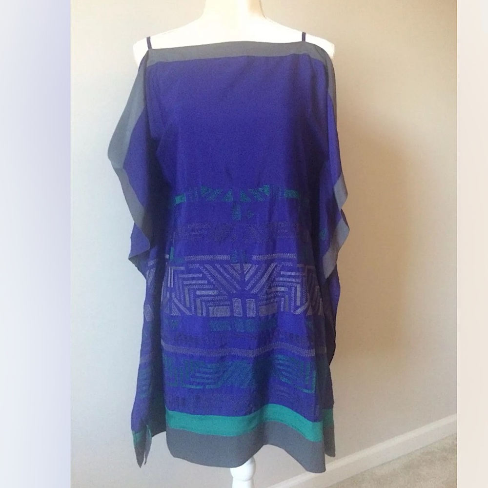 Beautiful Blue Cold Shoulder Top Tunic Dress Beach cover up
